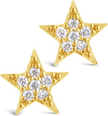 Серьги-гвоздики в виде звезд из 14-каратного золота с бриллиантами — 0,10 карата STERLING FOREVER FINE