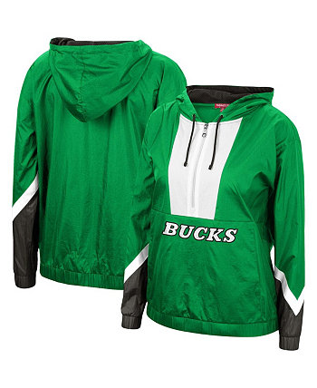 Женская зеленая куртка с капюшоном Milwaukee Bucks с полумолнией на молнии 2.0 Mitchell & Ness