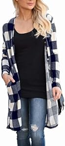 Женский Кардиган Lacozy Open Front Long Draped Snap Buffalo Plaid Shirt Kimono Lacozy