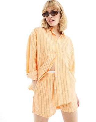 Рубашка бойфренда оверсайз Daisy Street в оранжевую фактурную полоску — часть комплекта Daisy Street