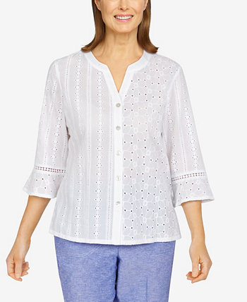 Женская фактурная рубашка Ann Arbor с комбинированными люверсами Alfred Dunner