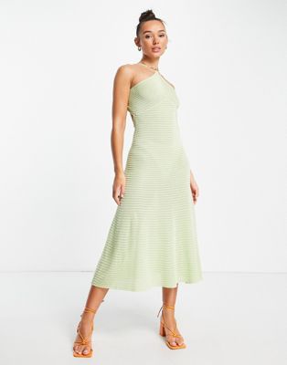  Платье средней длины с завязкой на спине NA-KD X Dani Pavlica в пыльно-зеленом цвете NAKD