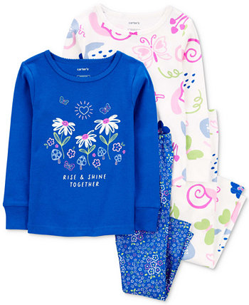 Детские Пижамы Carter's для Девочек-Малышек с Цветами и Бабочками, Набор из 4 предметов Carter's