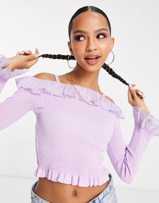 Фиолетовый свитер с открытыми плечами Urban Revivo Urban Revivo