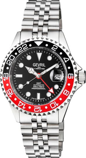 Мужские часы-браслет Wall Street GMT, 43 мм Gevril
