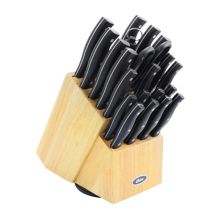 Oster Winstead 22 Piece Stainless Steel Cutlery Set with Black Handles and Wooden Block Oster Cocina