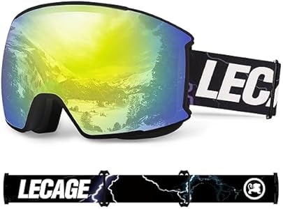 Лыжные очки LECAGE OTG с заменяемыми линзами - 100% UV400 защита для женщин и мужчин LECAGE