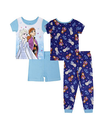Toddler Girls Short Sleeves Pajama Set, 4 Piece Frozen