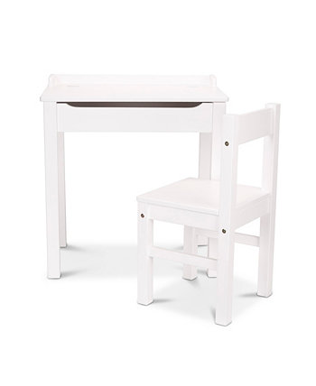 Деревянный стол с подъемником и усилителем; Стул - Белый Melissa & Doug