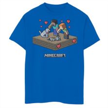 Футболка с рисунком «Майнкрафт» для мальчиков 8–20 лет, «День святого Валентина», «Стив Алекс, ласка, собака, кошка, сердечки» Minecraft