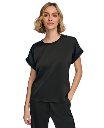 Women's Short Sleeve Satin Top Calvin Klein