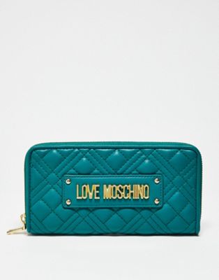 Зеленый кошелек на стеганой молнии Love Moschino LOVE Moschino