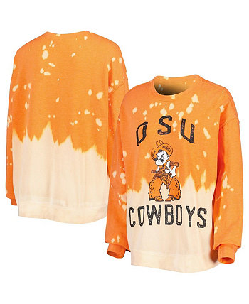 Женский оранжевый рваный пуловер с длинными рукавами и выцветшим узором Oklahoma State Cowboys Twice As Nice Gameday Couture