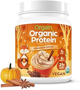 Orgain Organic Vegan Protein Powder, Chai Latte - 21g of Plant Based Protein, 7g Prebiotic Fiber, Low Net Carb, No Lactose Ingredients, No Added Sugar, For Shakes & Smoothies, Non-GMO, 1.02 Lb Orgain