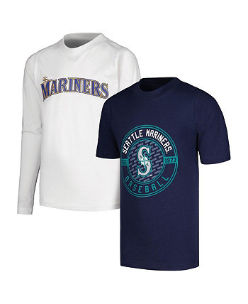 Комбинированный комплект из темно-синей и белой футболки Big Boys Seattle Mariners Stitches