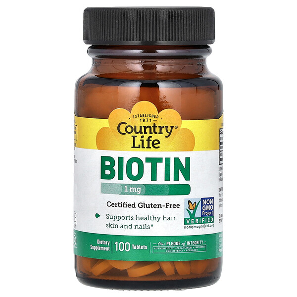 Биотин - 1 мг - 100 таблеток - Country Life Country Life