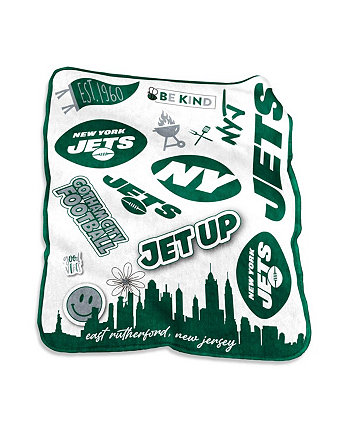 Плюшевый плед New York Jets 127 см x 152 см, теплый материал, яркие цвета Logo Brand