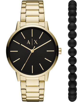 Мужские часы Cayde с золотым браслетом из нержавеющей стали, 42 мм, подарочный набор Armani Exchange