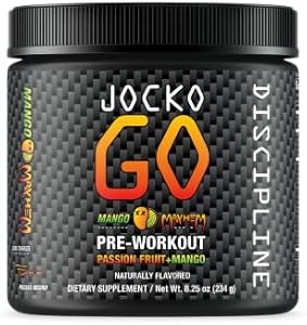 Jocko Fuel Pre Workout Powder with L-Citrulline, Nootropic & Caffeine for Endurance & Stamina - Keto, Sugar Free Blend for Distance Running, Cycling, Jiu Jitsu - 30 Servings (Mango) Jocko Fuel