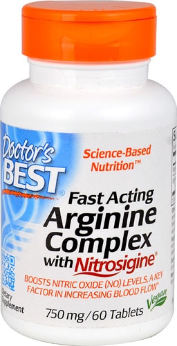 Быстродействующий комплекс L-Аргинина с Nitrosigine® - 750 мг - 60 таблеток - Doctor's Best Doctor's Best