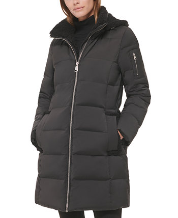 Женское пуховое пальто с капюшоном и отделкой из шерпы Calvin Klein Calvin Klein