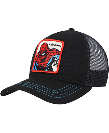 Men's Black Spider-Man Retro A-Frame Snapback Hat Lids