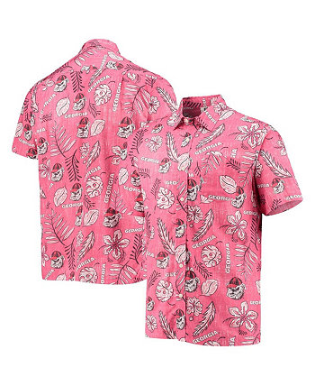 Мужская красная рваная рубашка на пуговицах с цветочным принтом Georgia Bulldogs в винтажном стиле Wes & Willy