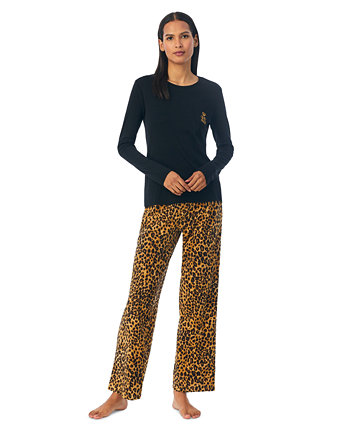 Женские 2 шт. Пижамный комплект с трикотажным верхом и флисовыми штанами Ralph Lauren