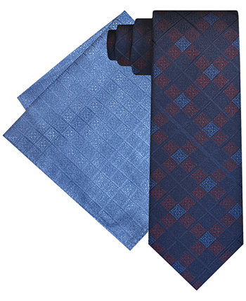 Мужской удлиненный комплект с галстуком в сетку и нагрудным платком Steve Harvey