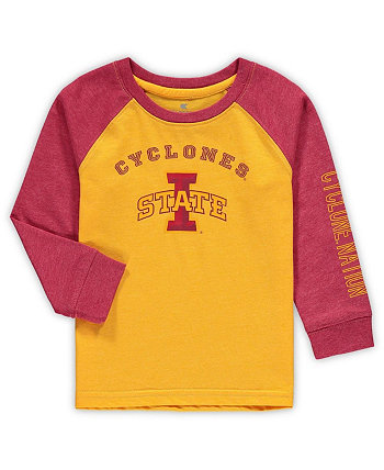Золотая футболка реглан с длинными рукавами для мальчиков и девочек Iowa State Cyclones Colosseum