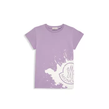 Маленькая девочка и усилитель; Футболка с логотипом и брызгами краски для девочек Moncler