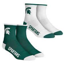 Youth Rock Em Socks Michigan State Spartans Core Team 2-Pack Quarter Length Sock Set Unbranded