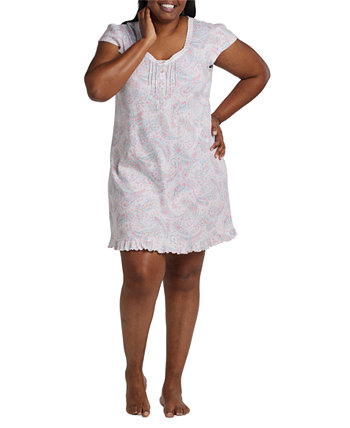 Women's Plus Size Short Paisley Nightgown Miss Elaine