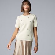 Топ с блестками от Simply Vera Vera Wang с короткими рукавами и круглым вырезом Simply Vera Vera Wang