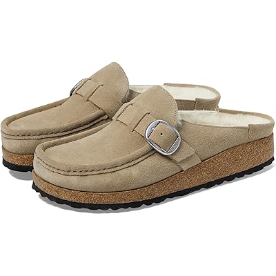 Мюли из замши с натуральным мехом и амортизирующей подошвой Birkenstock Buckley Birkenstock