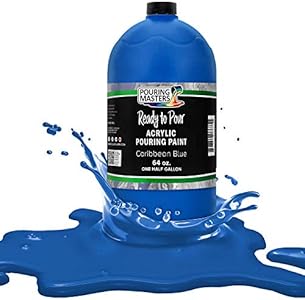 Премиум акриловая краска Pouring Masters Caribbean Blue 1,89 л, готовая к заливке, для холста и рукоделия U.S. Art Supply