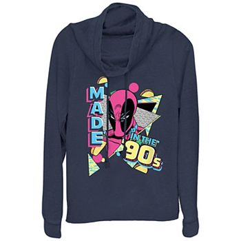 Women's Marvel Deadpool Made In The 90s Cowlneck Graphic Lightweight Long Sleeve Marvel