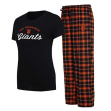 Women's Concepts Sport Black/Orange San Francisco Giants Arctic T-Shirt & Flannel Pants Sleep Set Unbranded