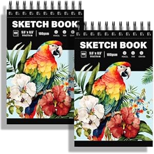 Koogel 2PCS Spiral Sketch Books, Art Sketchbook Sketch Pad Drawing Painting Writing Paper 5.5" x 8.5" Drawing Book for Kids Beginners Artists Koogel