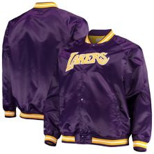 Men's Mitchell & Ness Purple Los Angeles Lakers Big & Tall Hardwood Classics Raglan Satin Full-Snap Jacket Mitchell & Ness