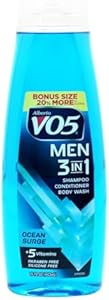 VO5 Alberto Men 3 in 1 Fresh Ocean Surge - 3 in 1 Shampoo Conditioner and Body Wash - With 5 Oils and 5 Vitamins - Energizing Ocean Scent - 15 oz VO5