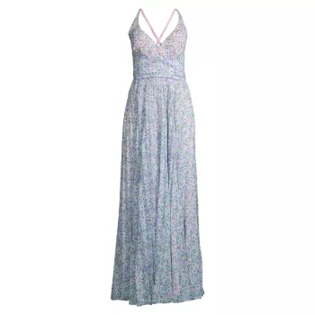 Плиссированное шифоновое платье макси с цветочным принтом Laundry by Shelli Segal