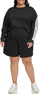 Calvin Klein Women's Plus Embroidered Logo Smocked Waist Midi Cargo Short Calvin Klein