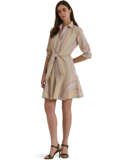 Полосатое платье-рубашка с завязками на талии LAUREN Ralph Lauren