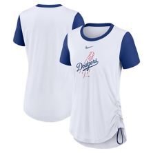 Women's Nike White Los Angeles Dodgers Hipster Swoosh Cinched Tri-Blend Performance Fashion T-Shirt Nitro USA