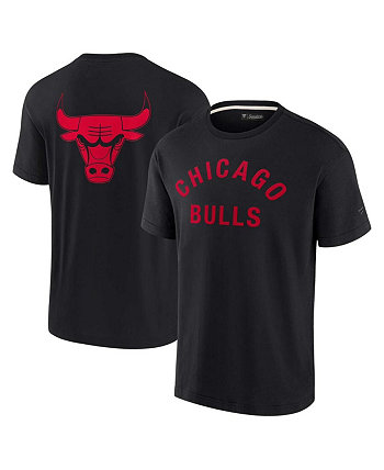 Мужская и женская черная супермягкая футболка Chicago Bulls Fanatics Signature