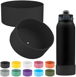 2 PCS for Ello Pop Water Bottle Boot, Silicone Bottom for llo Pop 22 OZ Water Bottle, for Ello Pop Stainless Steel Water Bottle Accessories Avoid Scratches and Noise (Black, 22oz) Generic