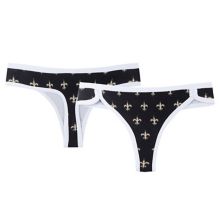 Women's Concepts Sport Black New Orleans Saints Gauge Allover Print Knit Thong Unbranded