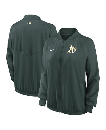 Женская зеленая куртка Oakland Athletics Authentic Collection Team Raglan Performance с молнией во всю длину Nike