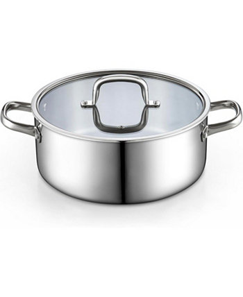 7 Quart Tri-Ply Clad Stainless Steel Dutch Oven Soup Pot Cook N Home